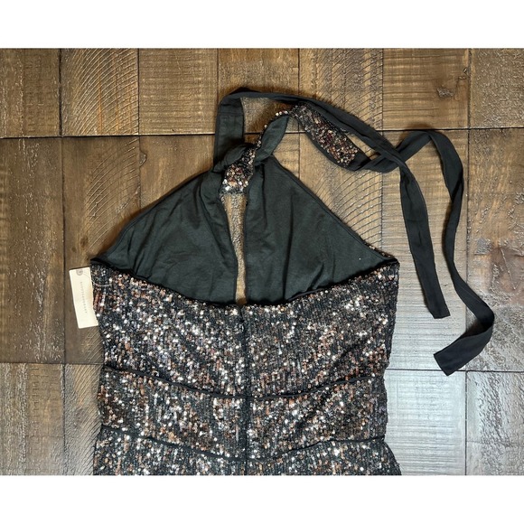NWT Anthropologie Maeve Sequin Halter Jumpsuit, Carbon Sparkles, Size 14 - Picture 16 of 16